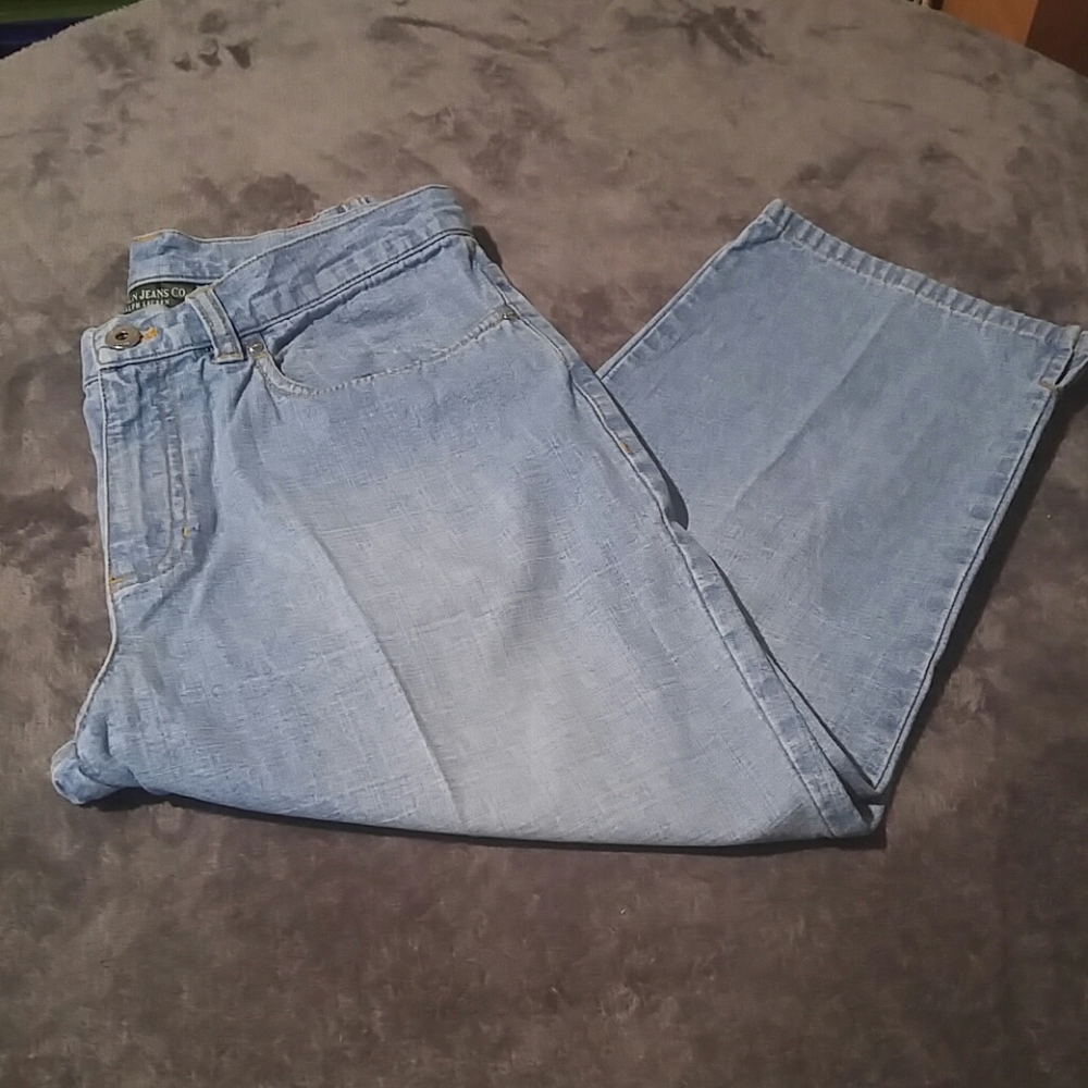 Ralph Lauren Petite Womens High Waist Capri Blue Jeans Size 8 Petite